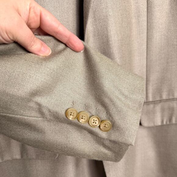 Ralph Lauren Beige Silk Wool Two Button Paisley Lined Blazer Men's Size 48L - Picture 7 of 12